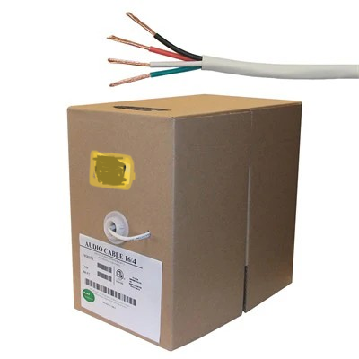 16AWG Speaker Wire - 4 Conductor - CMR/CL3R Fire Rated - White  500 FEET