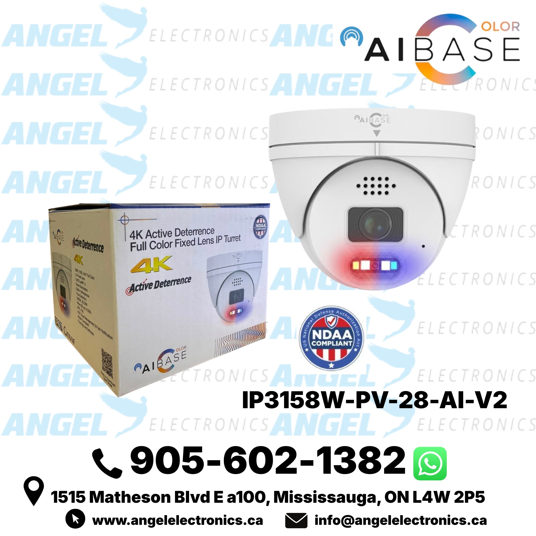 AIBASE 4K 8MP Active Deterrence Full-Color IP Turret Security Camera – 2.8mm Fixed Lens, PoE (CAM-IP3158-PV-28-AI-V2)