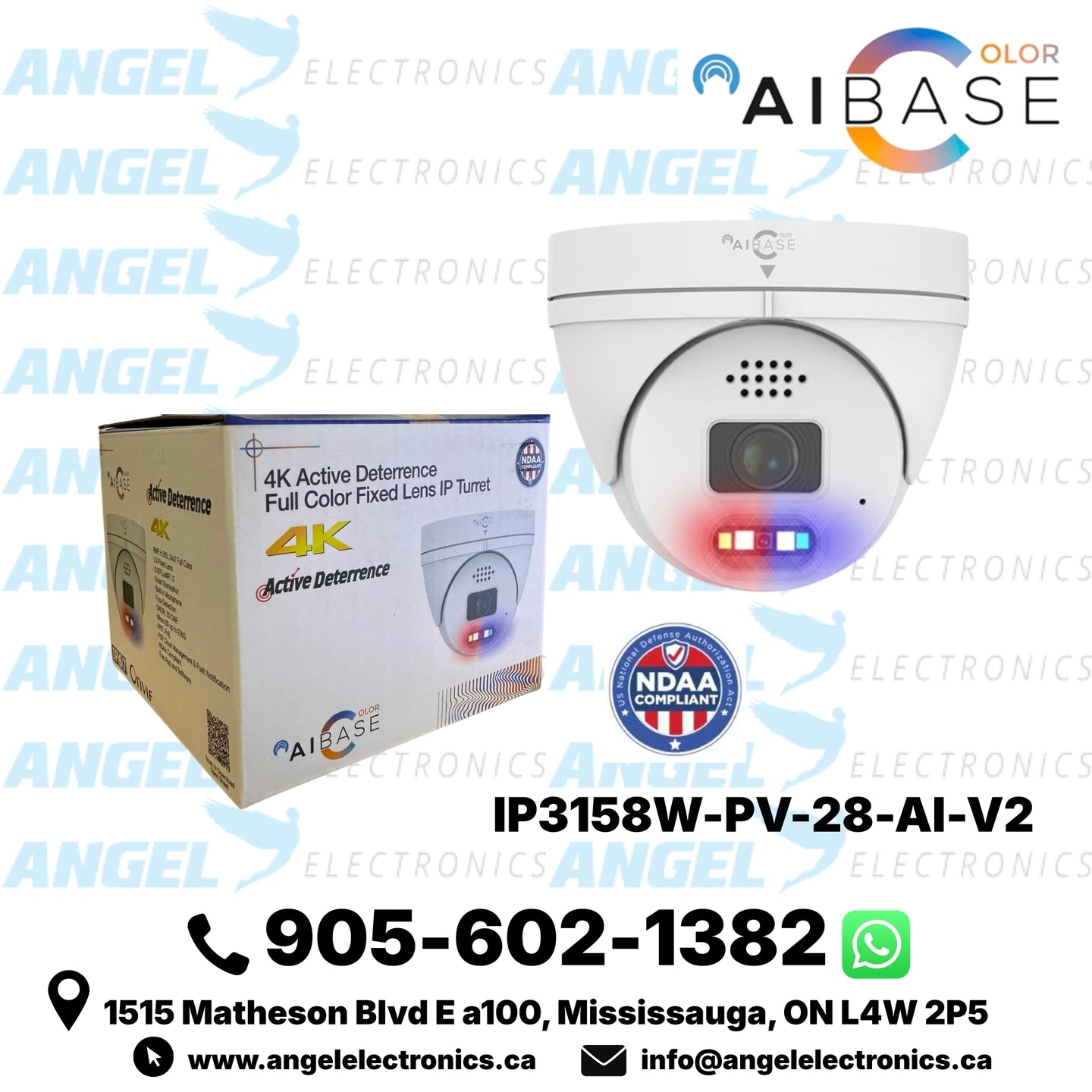 AIBASE 4K 8MP Active Deterrence Full-Color IP Turret Security Camera – 2.8mm Fixed Lens, PoE (CAM-IP3158-PV-28-AI-V2)