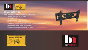 BEST-81 Short Arm Heavy Duty Tilting Wall Mount for 17 – 37″ TVs