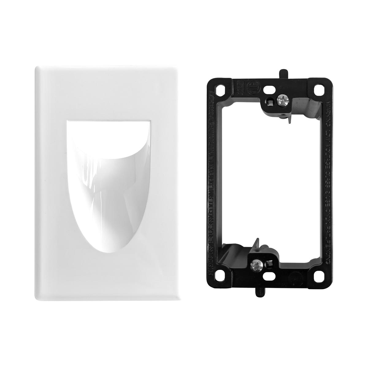 Best Mounts Combo Recessed (Inaward) 1-Gang Cable Pass-Through Wall Plate with Drywall Retrofit Mounting Bracket | BLVINS1