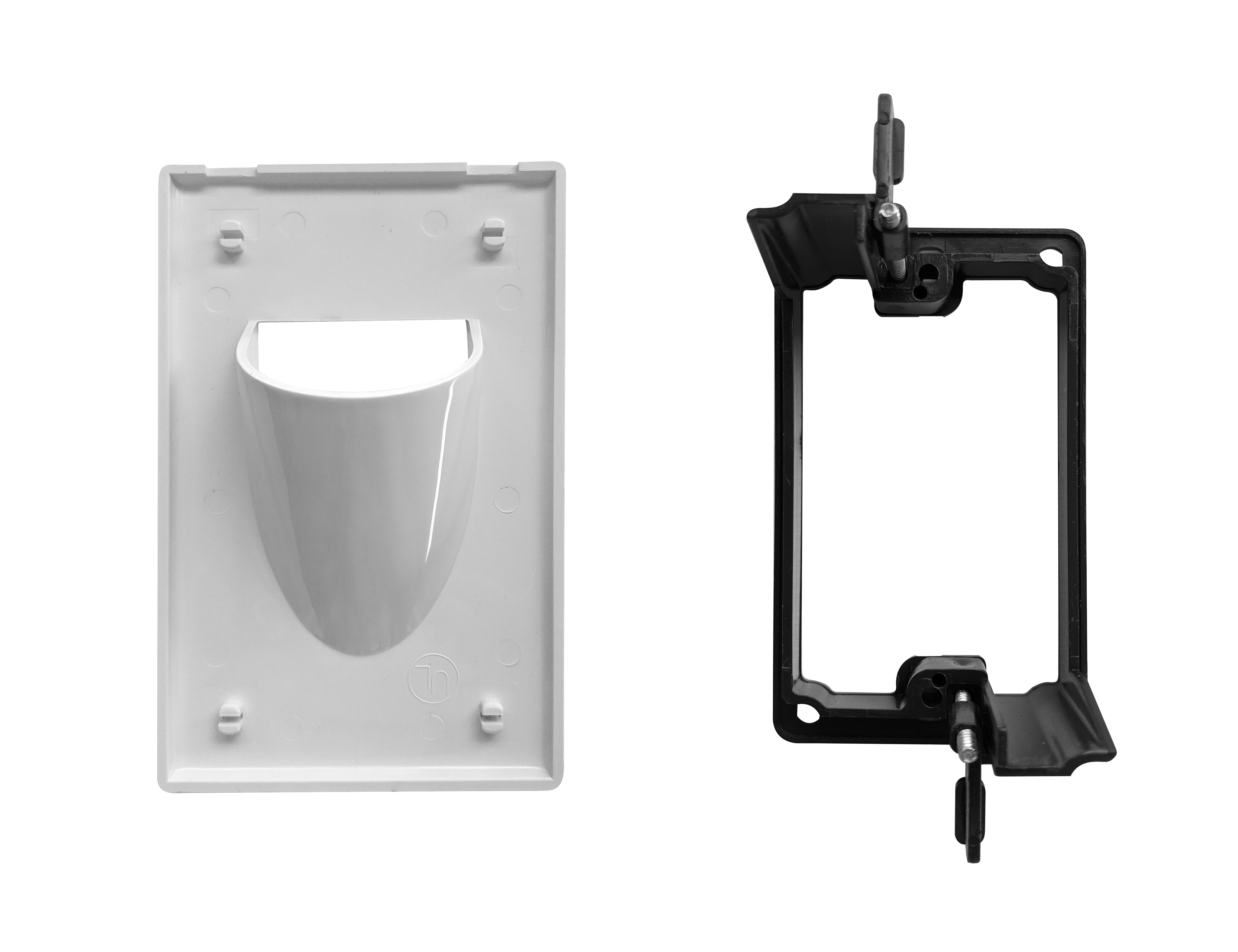 Best Mounts Combo Recessed (Inaward) 1-Gang Cable Pass-Through Wall Plate with Drywall Retrofit Mounting Bracket | BLVINS1