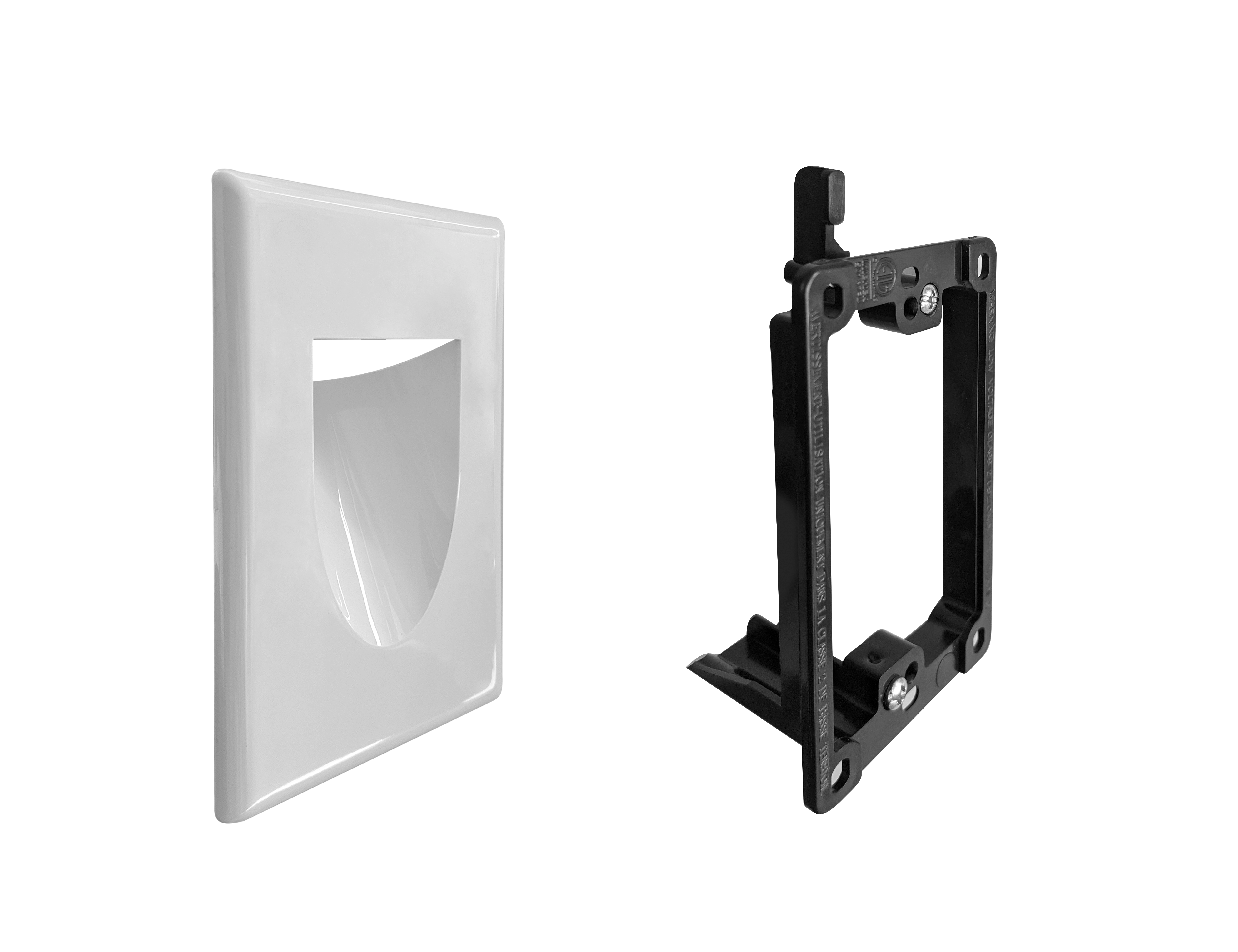 Best Mounts Combo Recessed (Inaward) 1-Gang Cable Pass-Through Wall Plate with Drywall Retrofit Mounting Bracket | BLVINS1