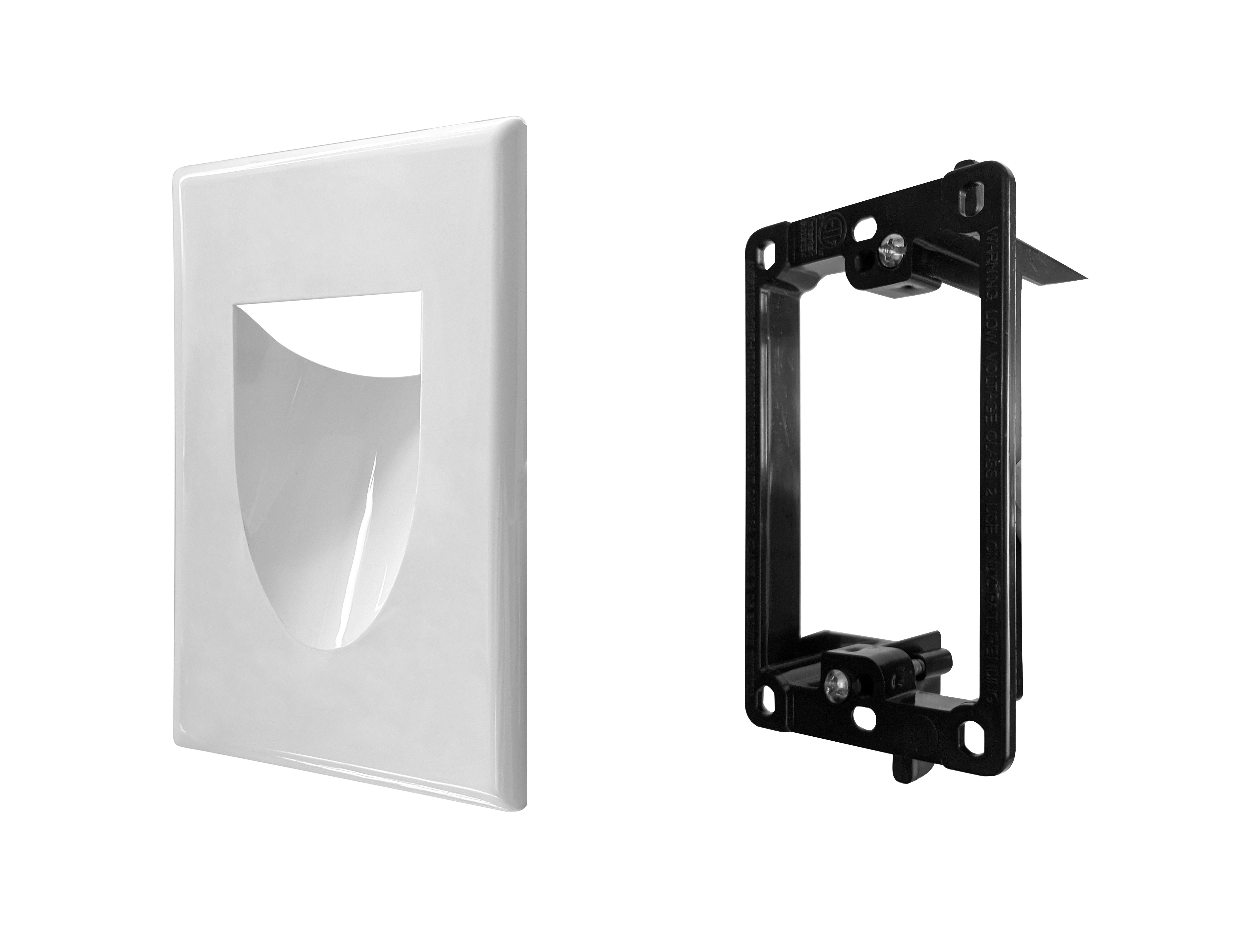 Best Mounts Combo Recessed (Inaward) 1-Gang Cable Pass-Through Wall Plate with Drywall Retrofit Mounting Bracket | BLVINS1
