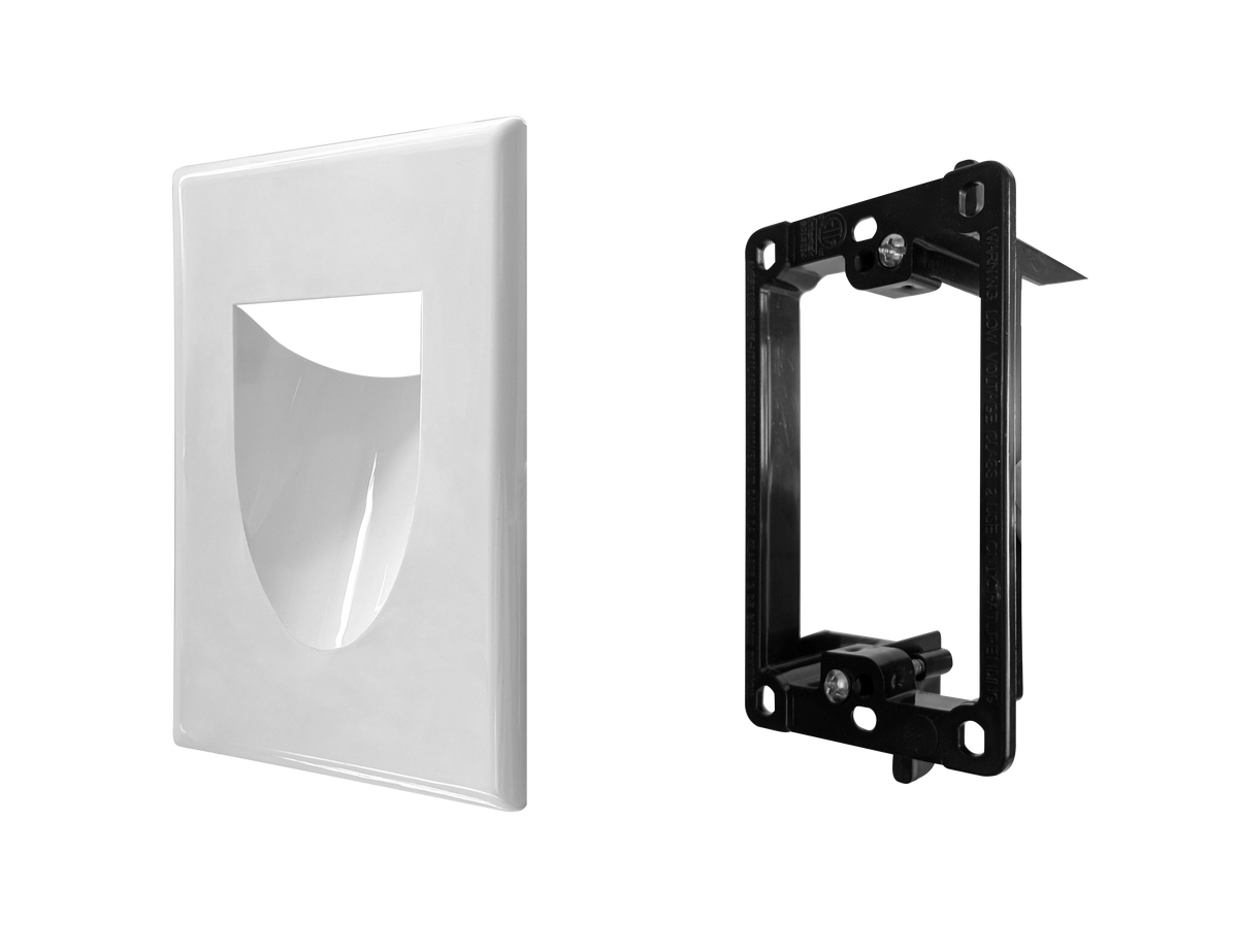 Best Mounts Combo Recessed (Inaward) 1-Gang Cable Pass-Through Wall Plate with Drywall Retrofit Mounting Bracket | BLVINS1