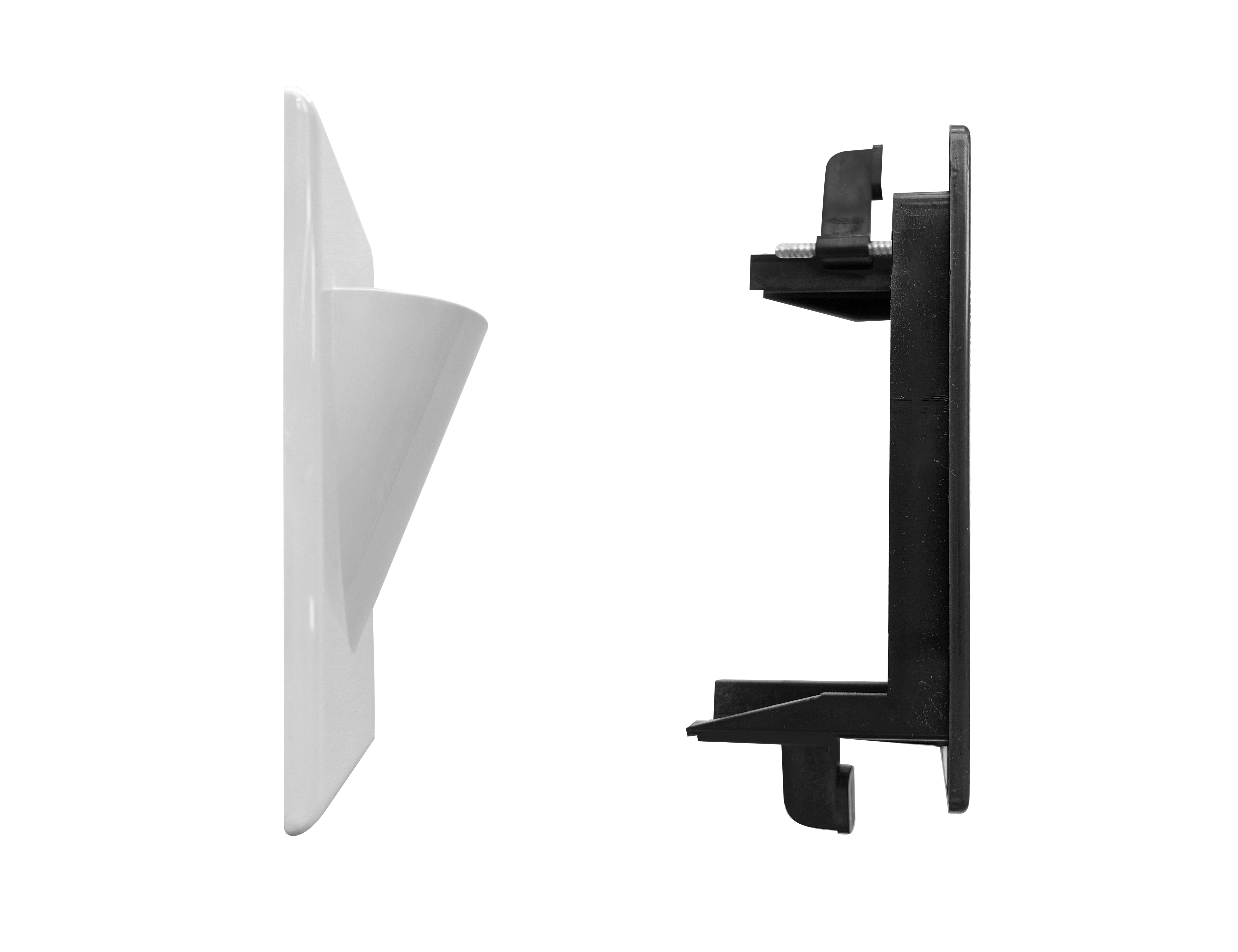 BestMounts Combo: Scoop (Outward) 1-Gang Cable Pass-Through Low Voltage Snap-On Wall Plate with Drywall Retrofit Mounting Bracket | BLVONS1