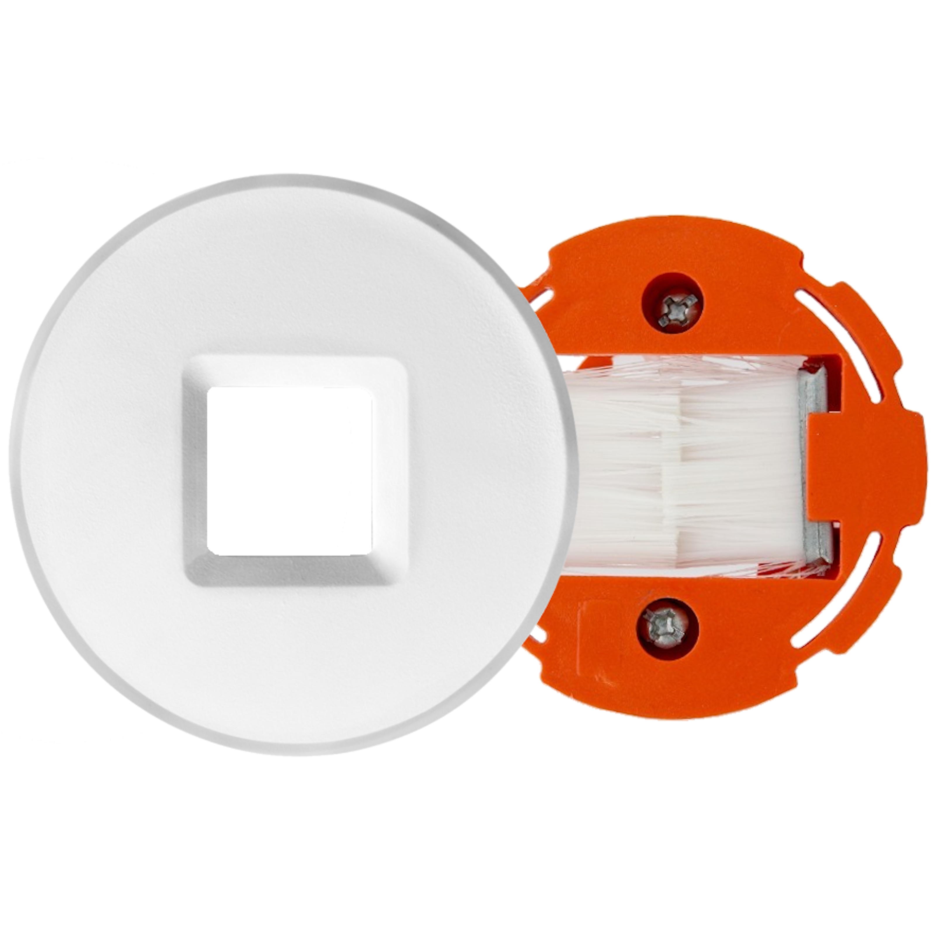 BestMounts 1-Gang Round Brush Cable Pass-Through Wall Plate – Low Voltage Cable Management with Drywall Retrofit Bracket