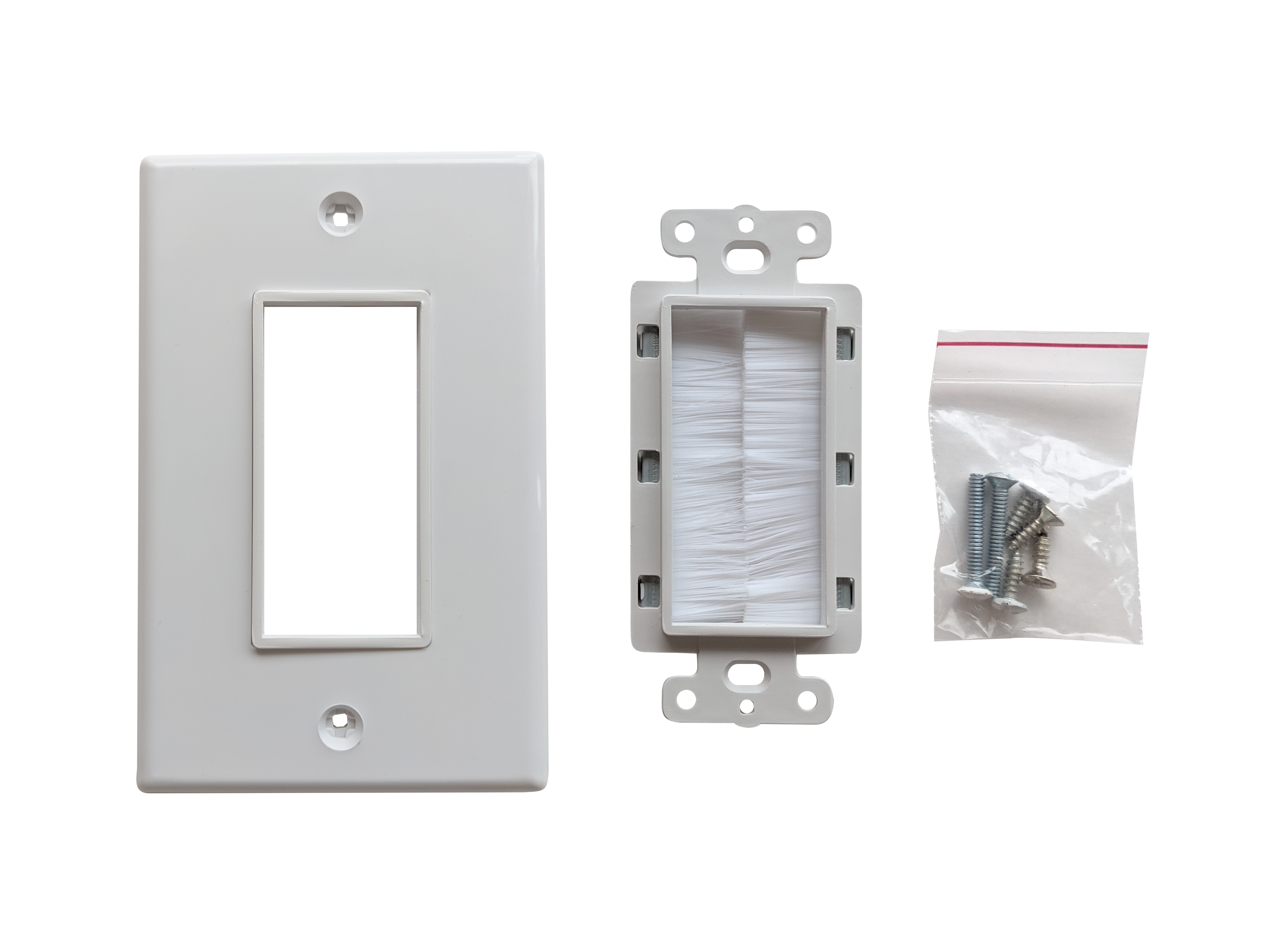 BestMounts Brush Decorator 1-Gang Cable Pass-Through Low Voltage Wall Plate | BWPBRUSH1