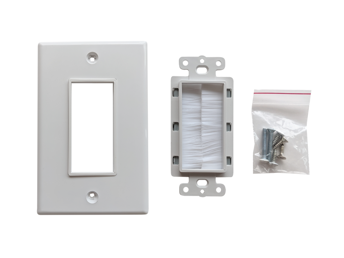 BestMounts Brush Decorator 1-Gang Cable Pass-Through Low Voltage Wall Plate | BWPBRUSH1