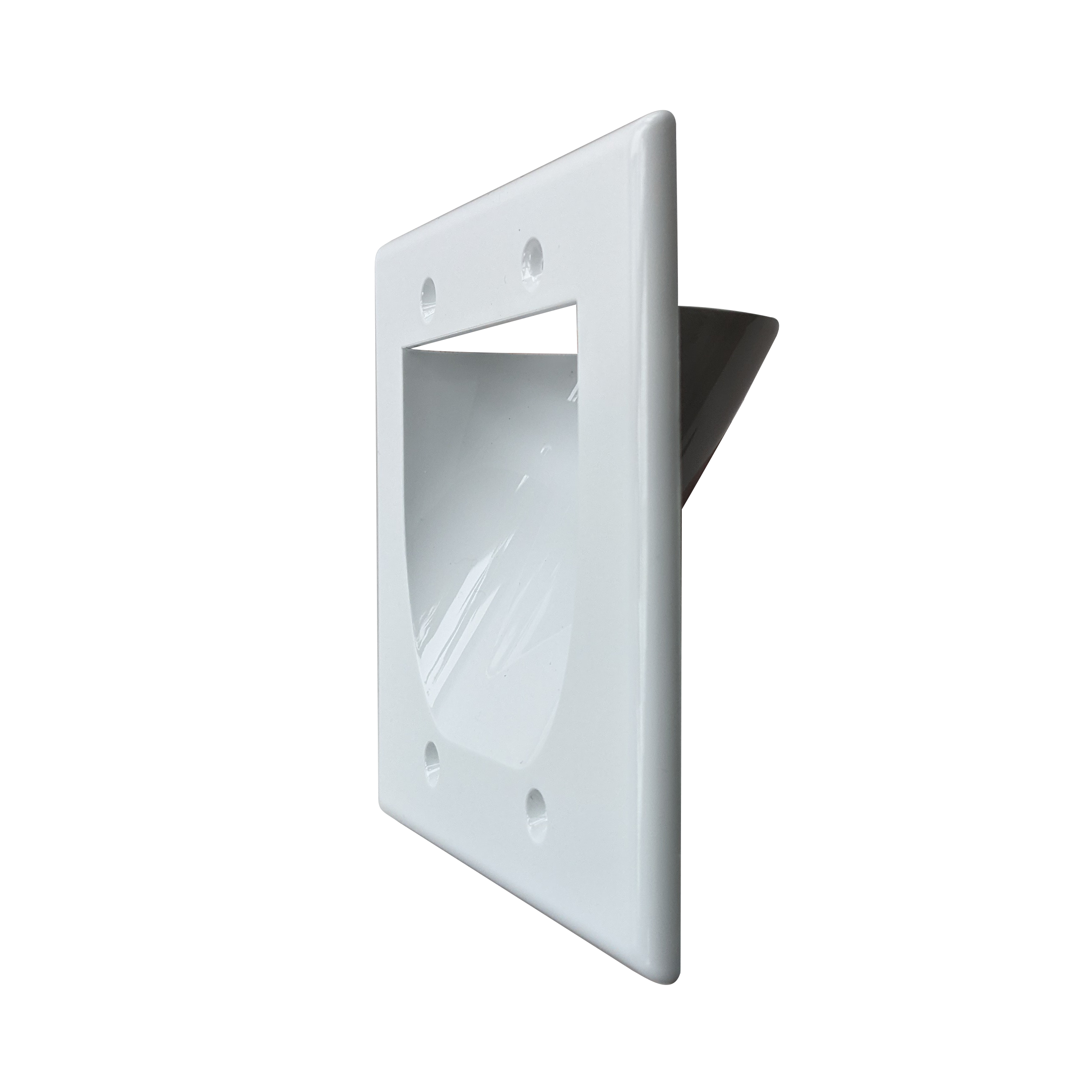 BestMounts Recessed 2-Gang Low Voltage Cable Pass-Through Wall Plate – In-Wall Cable Management | BWPW2