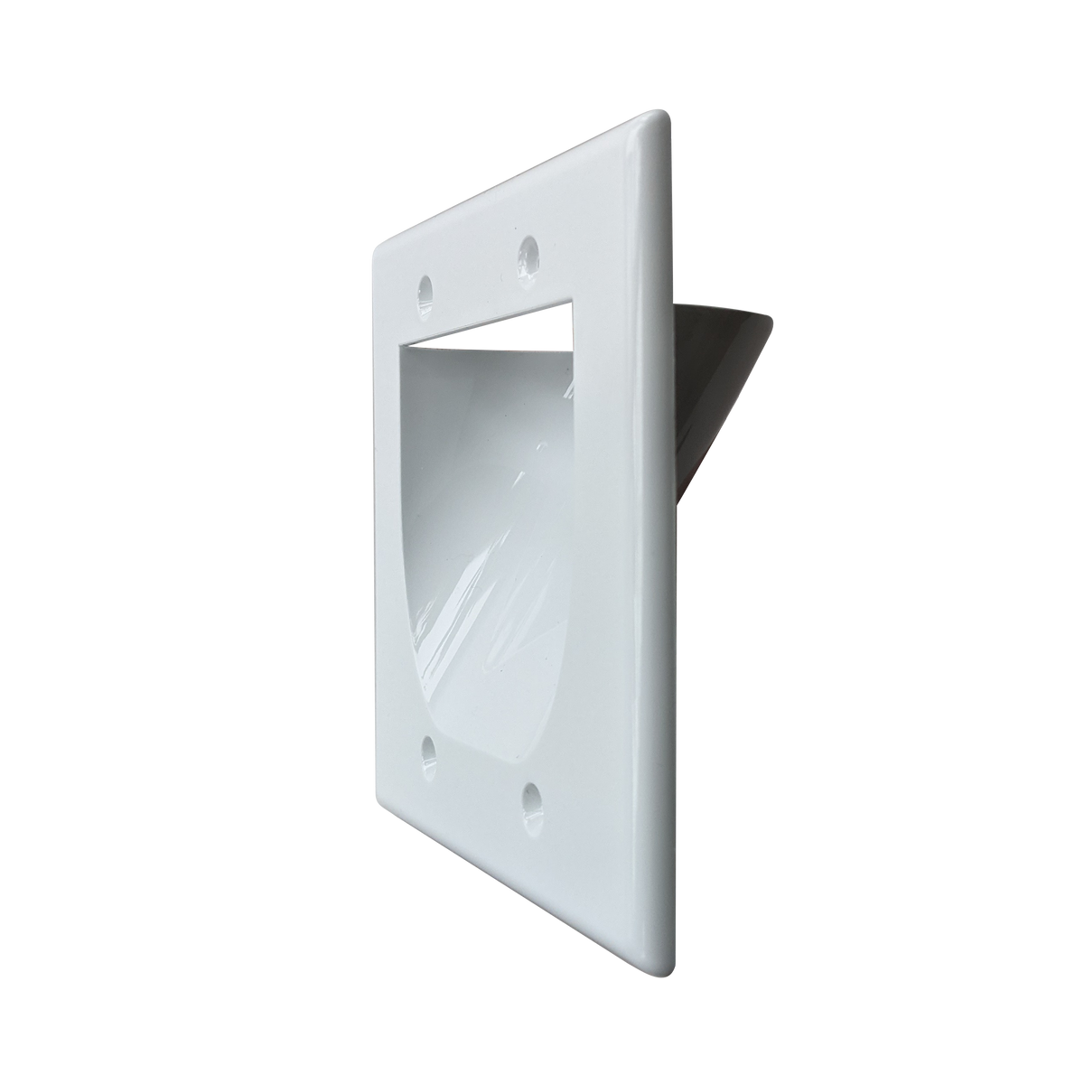BestMounts Recessed 2-Gang Low Voltage Cable Pass-Through Wall Plate – In-Wall Cable Management | BWPW2