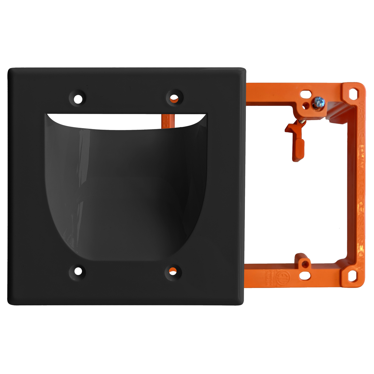 BestMounts Combo Recessed 2-Gang Cable Pass-Through Wall Plate with Drywall Retrofit Mounting Bracket | BWPW2 + BLVP2