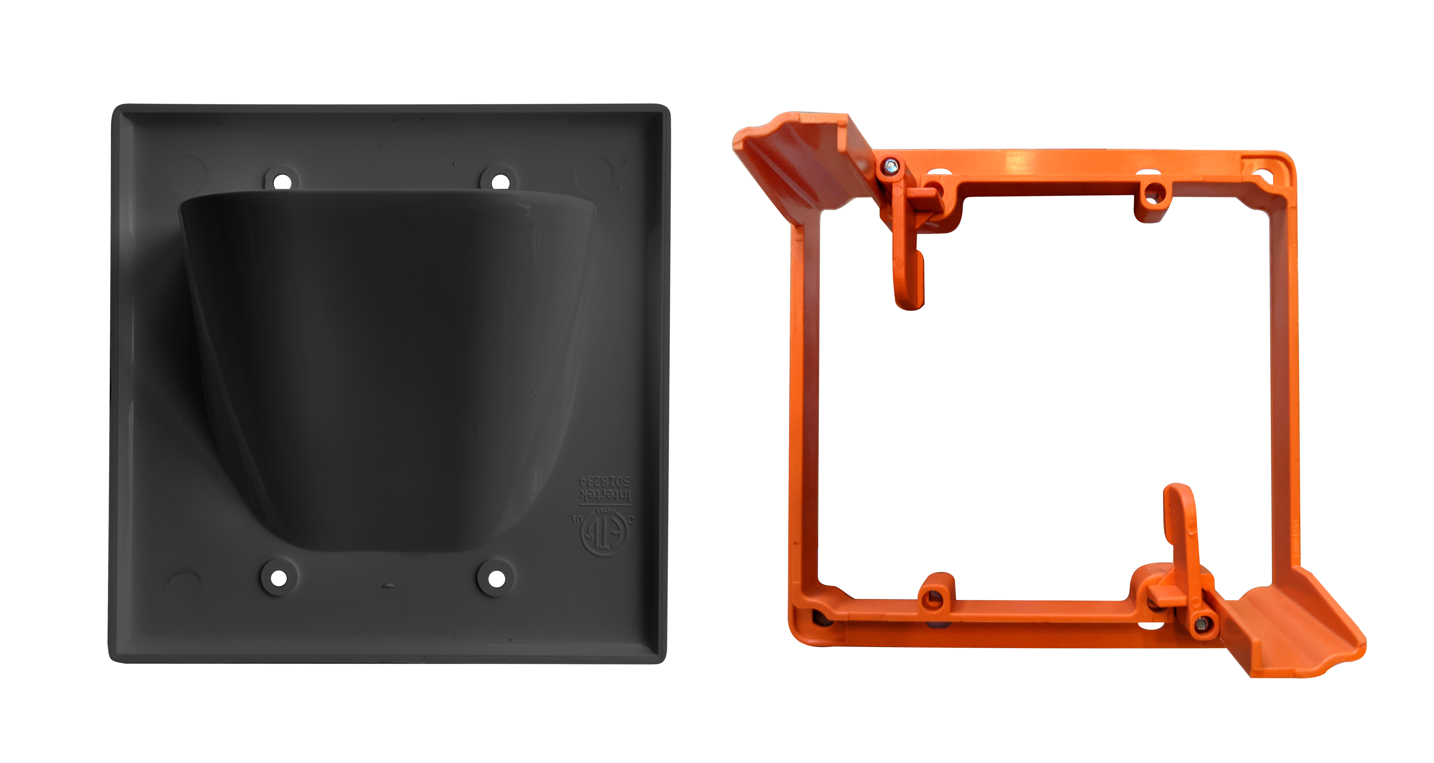 BestMounts Combo Recessed 2-Gang Cable Pass-Through Wall Plate with Drywall Retrofit Mounting Bracket | BWPW2 + BLVP2