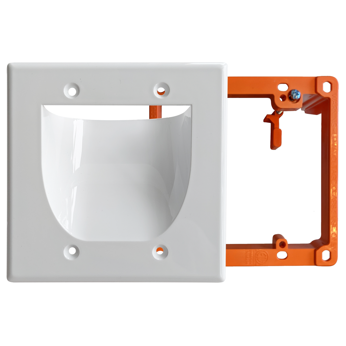 BestMounts Combo Recessed 2-Gang Cable Pass-Through Wall Plate with Drywall Retrofit Mounting Bracket | BWPW2 + BLVP2