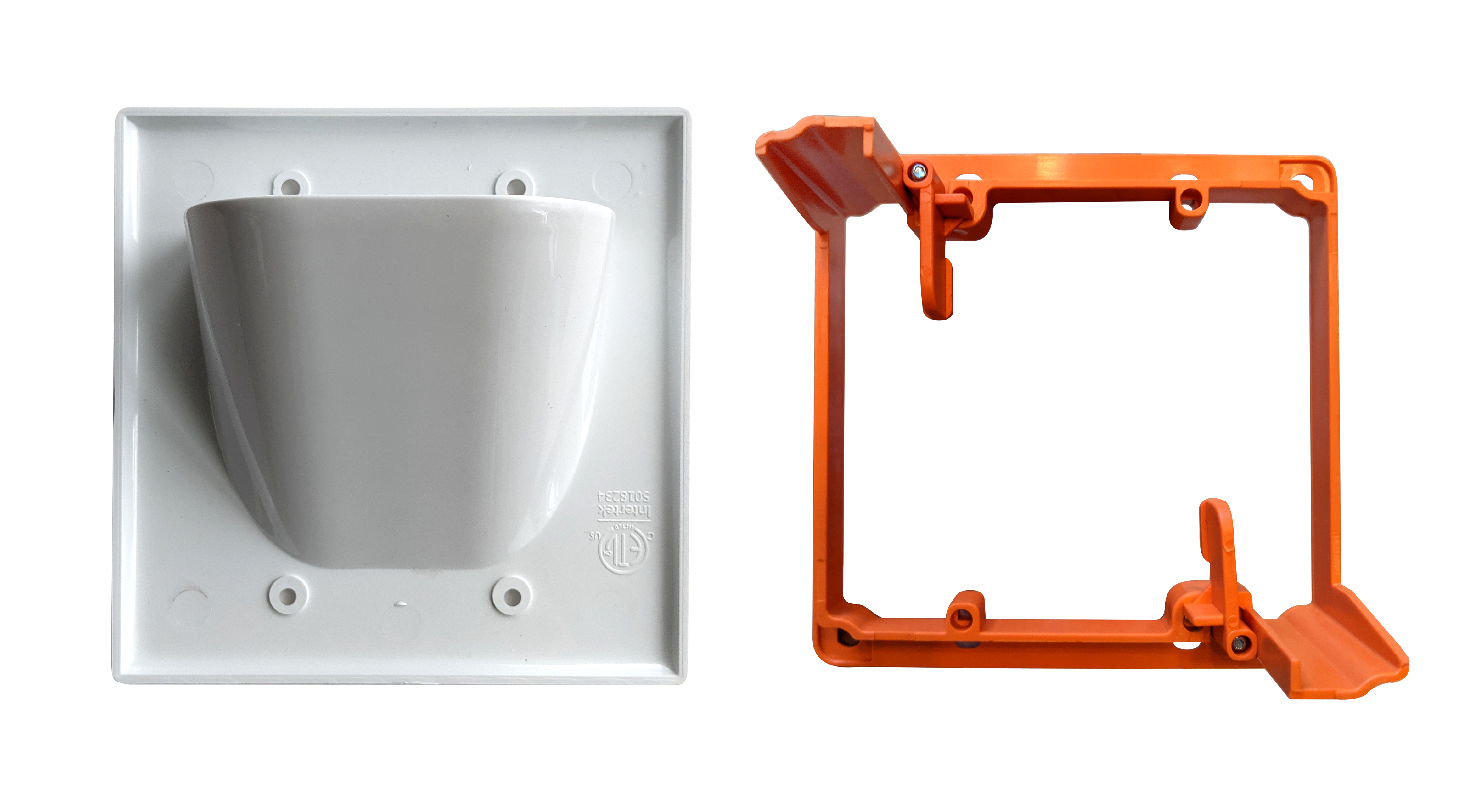 BestMounts Combo Recessed 2-Gang Cable Pass-Through Wall Plate with Drywall Retrofit Mounting Bracket | BWPW2 + BLVP2