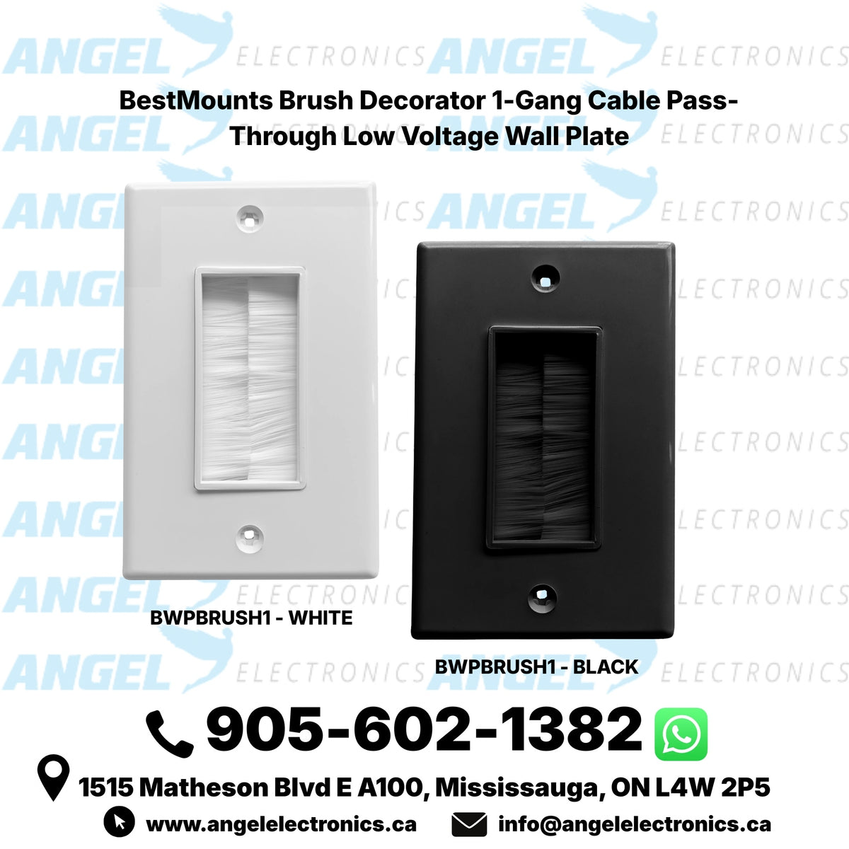 BestMounts Brush Decorator 1-Gang Cable Pass-Through Low Voltage Wall Plate | BWPBRUSH1