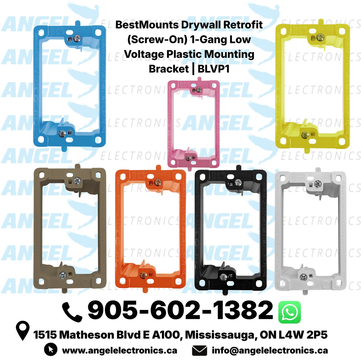 BestMounts Drywall Retrofit (Screw-On) 1-Gang Low Voltage Plastic Mounting Bracket | BLVP1