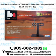 BestMounts Universal Tabletop TV Stand with Tempered Glass Shelf – 32"–55" TVs