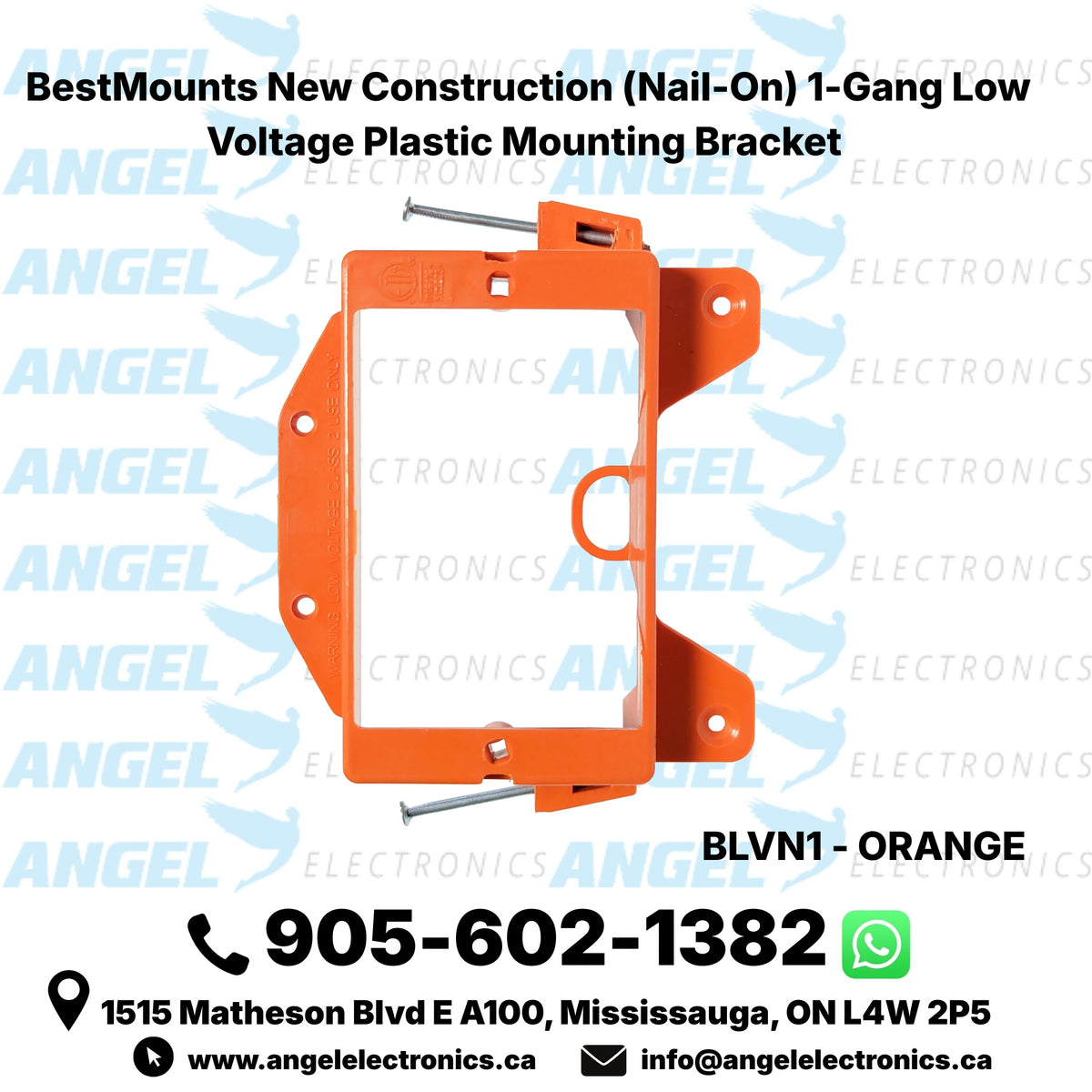 BestMounts 1-Gang New Construction Nail-On Low Voltage Mounting Bracket – Plastic