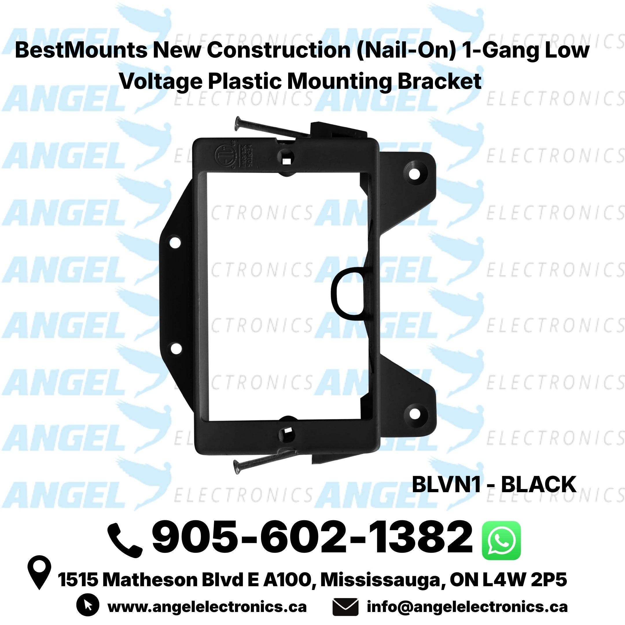 BestMounts 1-Gang New Construction Nail-On Low Voltage Mounting Bracket – Plastic