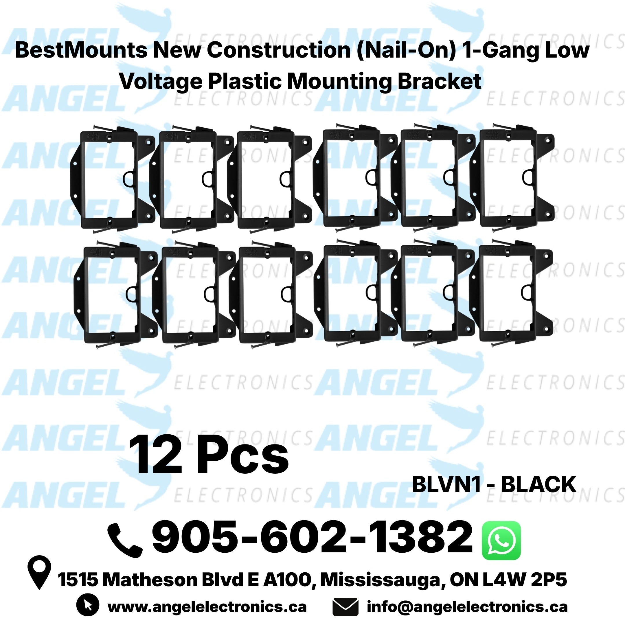 BestMounts 1-Gang New Construction Nail-On Low Voltage Mounting Bracket – Plastic
