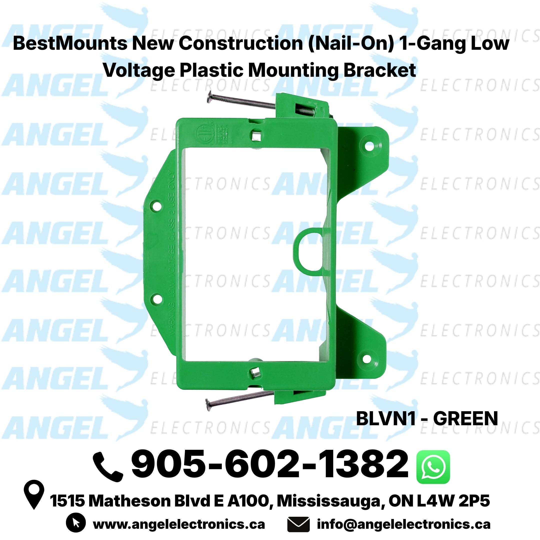 BestMounts 1-Gang New Construction Nail-On Low Voltage Mounting Bracket – Plastic