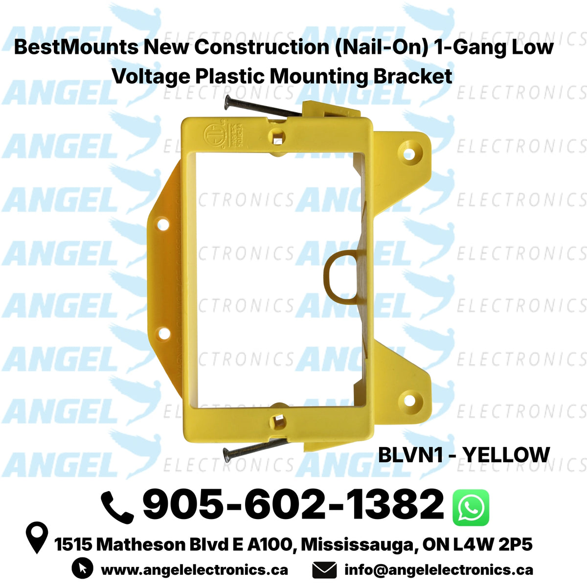 BestMounts 1-Gang New Construction Nail-On Low Voltage Mounting Bracket – Plastic