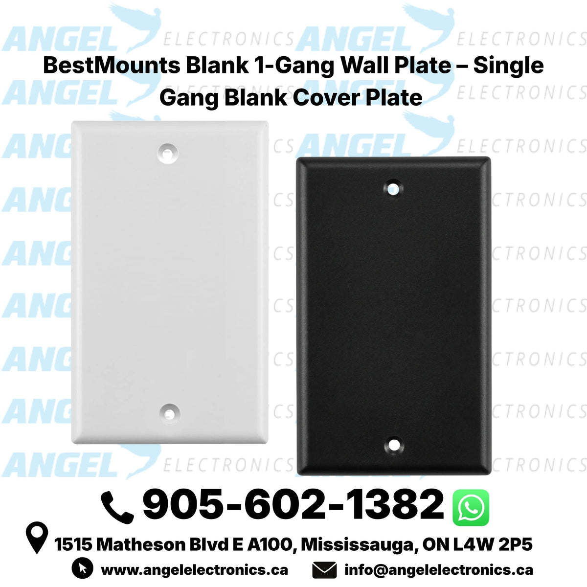BestMounts Blank 1-Gang Wall Plate – Single Gang Blank Cover Plate | BVMBPW1