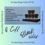 AI Guarding Vision 6MP Security System: 4/8/16 Channel NVR Kits with Active Deterrence Turret Cameras, Red/Blue Flashing Lights, Two-Way Audio, and 2TB/4TB HDD – Available in Black or White