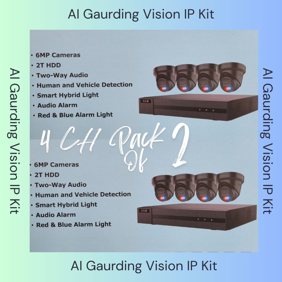 AI Guarding Vision 6MP Security System: 4/8/16 Channel NVR Kits with Active Deterrence Turret Cameras, Red/Blue Flashing Lights, Two-Way Audio, and 2TB/4TB HDD – Available in Black or White