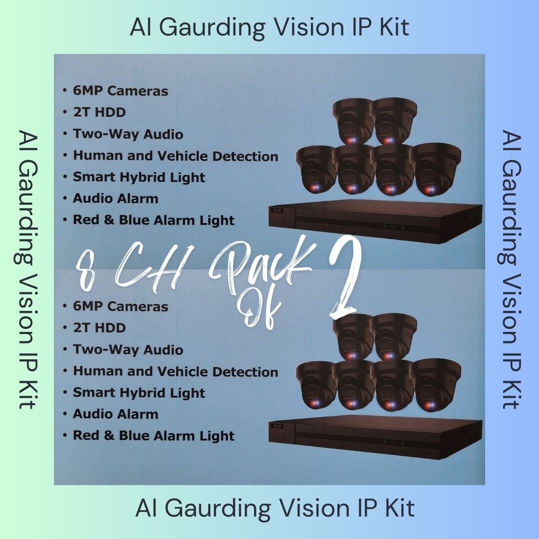 AI Guarding Vision 6MP Security System: 4/8/16 Channel NVR Kits with Active Deterrence Turret Cameras, Red/Blue Flashing Lights, Two-Way Audio, and 2TB/4TB HDD – Available in Black or White
