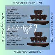 AI Guarding Vision 6MP Security System: 4/8/16 Channel NVR Kits with Active Deterrence Turret Cameras, Red/Blue Flashing Lights, Two-Way Audio, and 2TB/4TB HDD – Available in Black or White