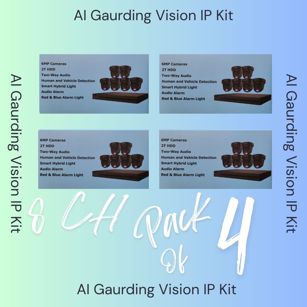 AI Guarding Vision 6MP Security System: 4/8/16 Channel NVR Kits with Active Deterrence Turret Cameras, Red/Blue Flashing Lights, Two-Way Audio, and 2TB/4TB HDD – Available in Black or White