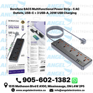 Borofone BAC5 Multifunctional Power Strip – 5 AC Outlets, USB-C + 3 USB-A, 20W USB Charging