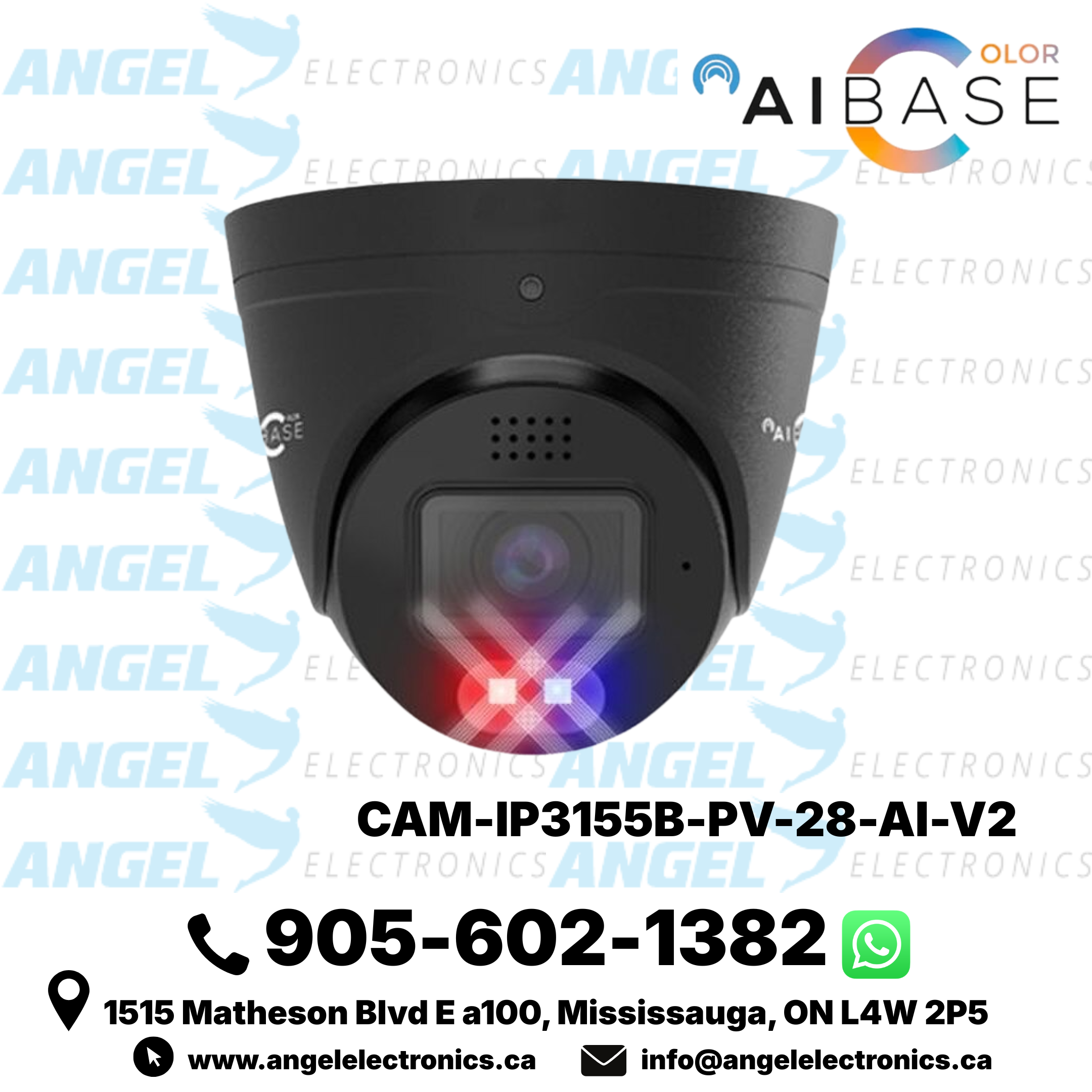 AIBASE 5MP Active Deterrence Full-Color IP Turret Security Camera – 2.8mm Fixed Lens, PoE (CAM-IP3155-PV-28-AI-V2)