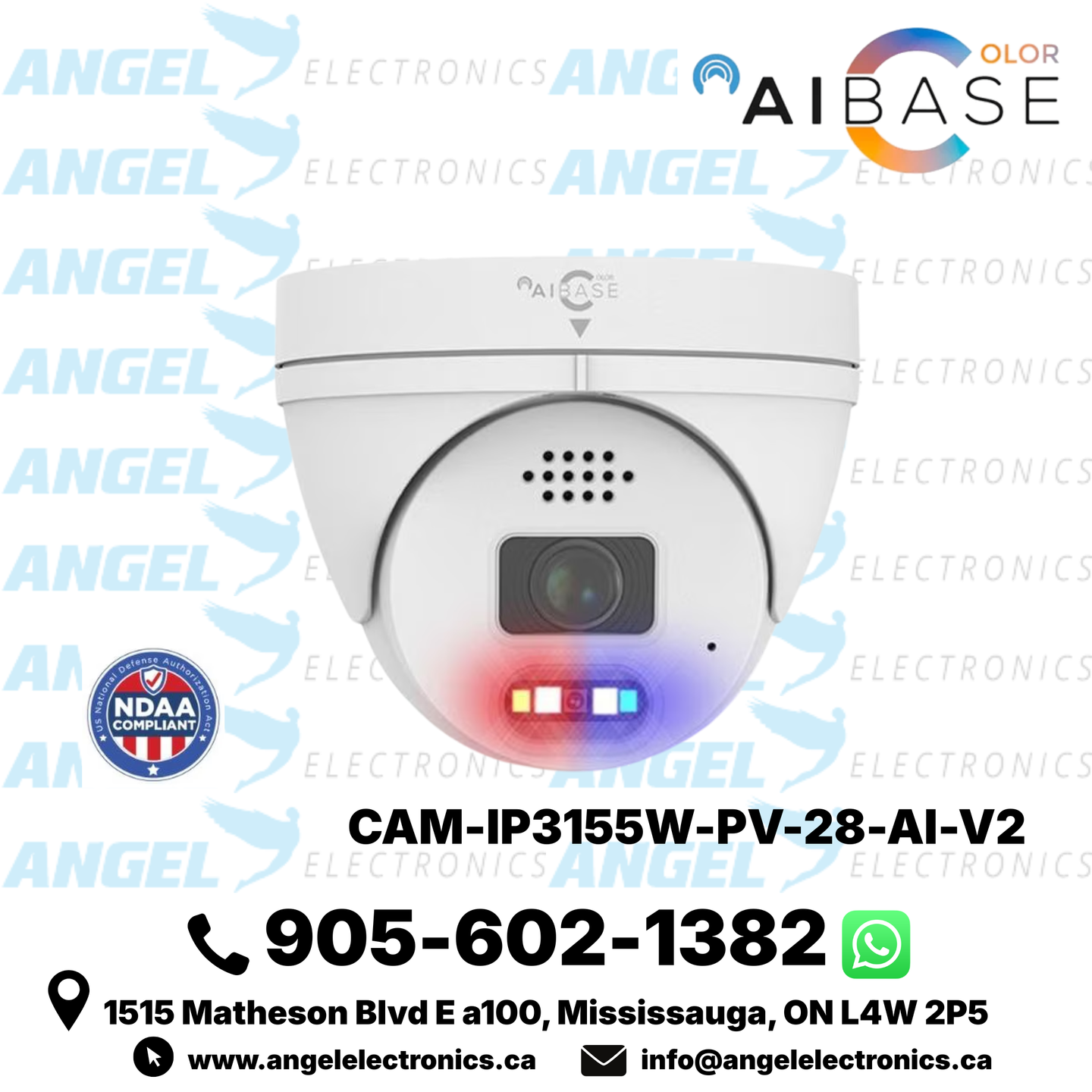 AIBASE 5MP Active Deterrence Full-Color IP Turret Security Camera – 2.8mm Fixed Lens, PoE (CAM-IP3155-PV-28-AI-V2)
