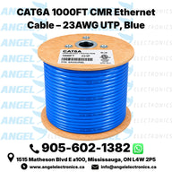 CAT6A 1000FT CMR Ethernet Cable – 23AWG UTP, Blue & Black