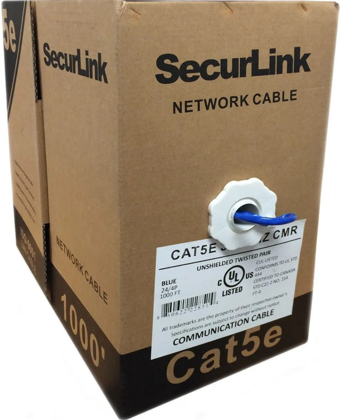 1000 ft. Solid UTP CAT5e (350MHz) Network Cable - FT4/CMR  - Blue