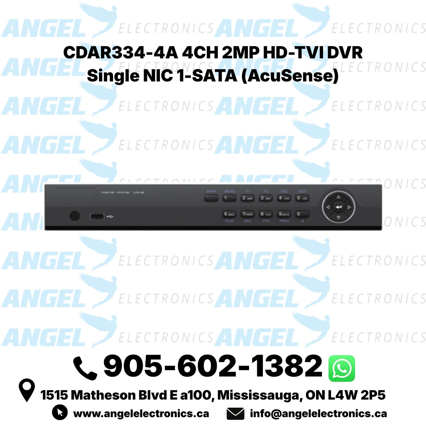 4-Channel 2MP HD-TVI AcuSense DVR – 1 SATA, HDMI/VGA/CVBS (CDAR334-4A)
