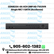 4-Channel 2MP HD-TVI AcuSense DVR – 1 SATA, HDMI/VGA/CVBS (CDAR334-4A)