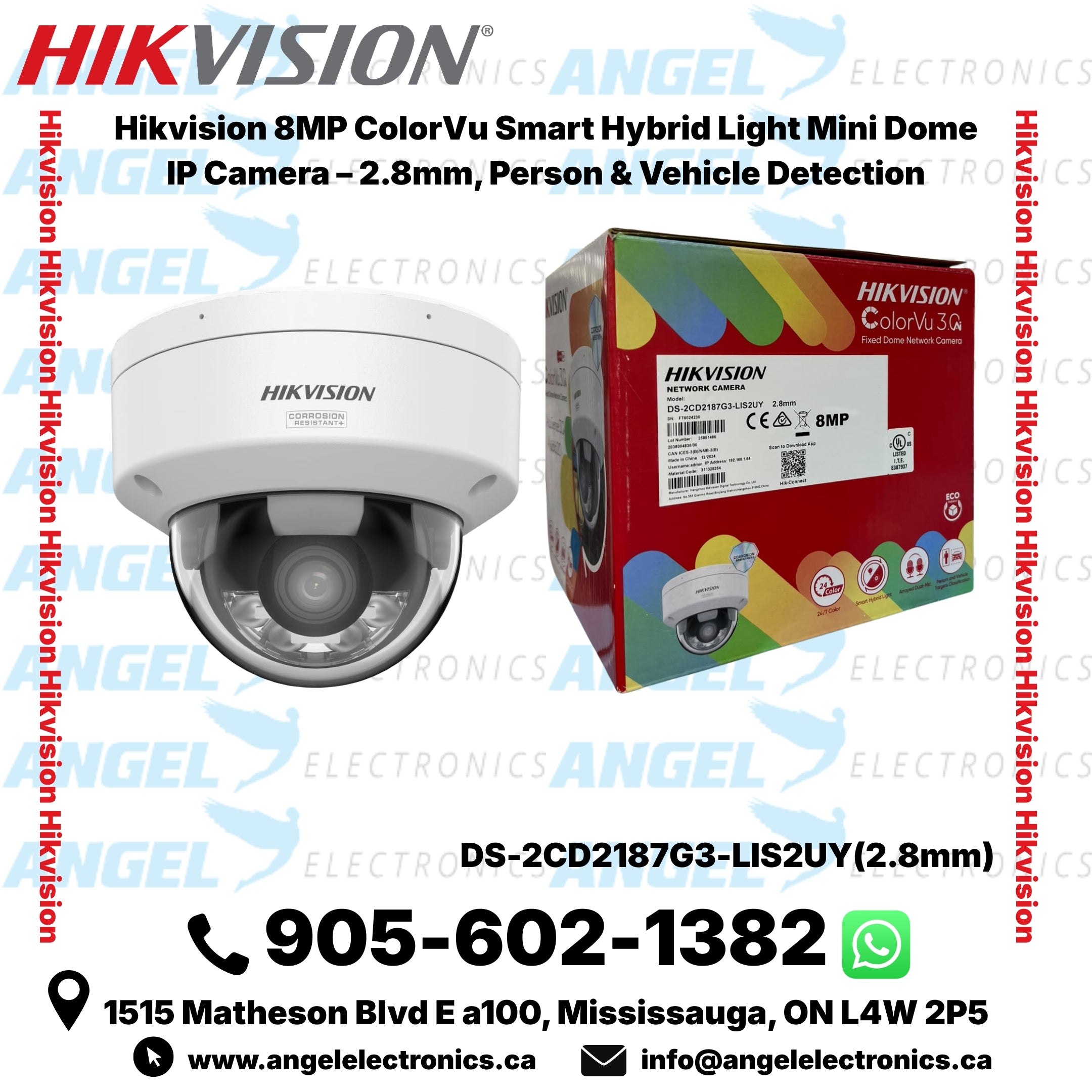 Hikvision 8MP ColorVu Smart Hybrid Light Mini Dome IP Camera – 2.8mm, Person & Vehicle Detection