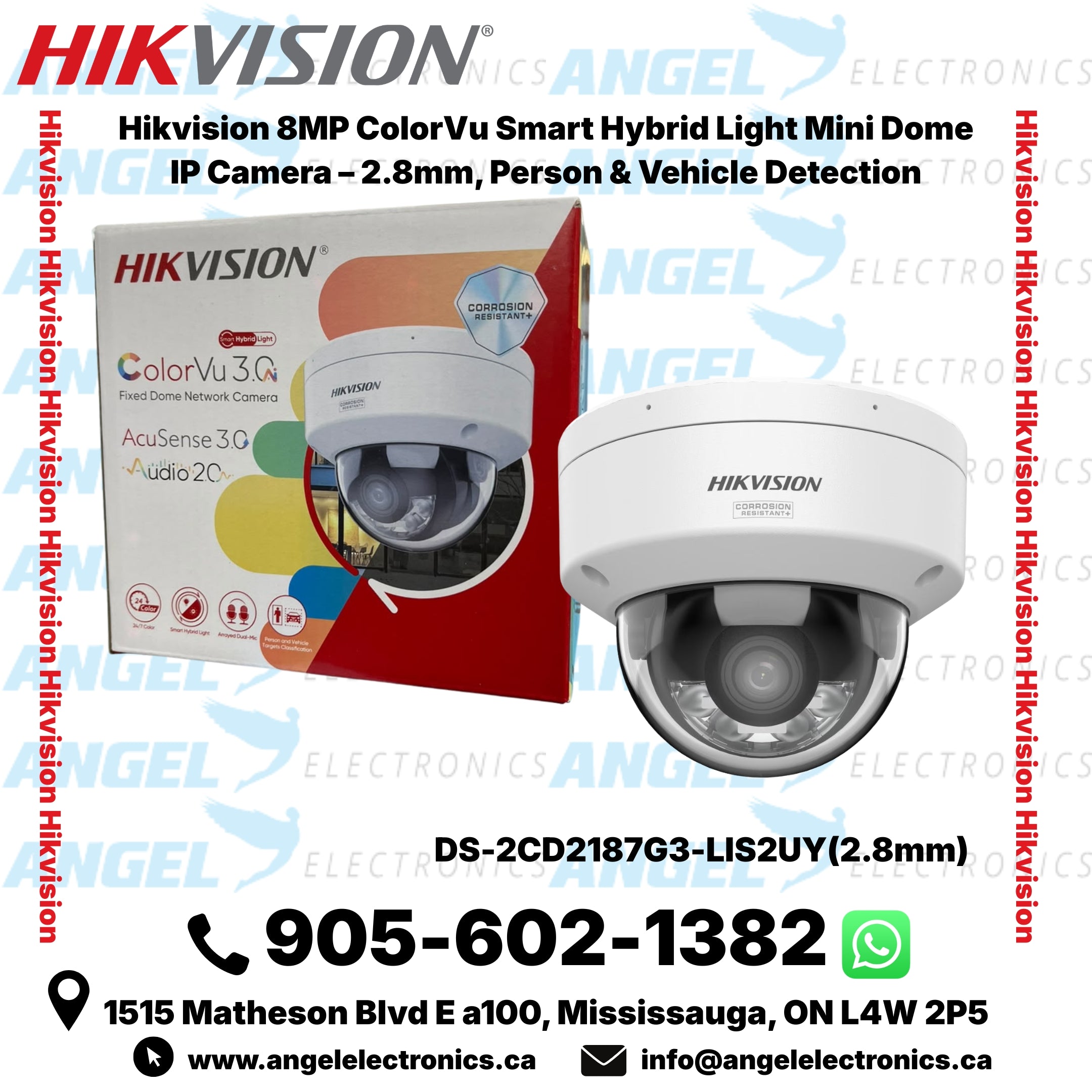 Hikvision 8MP ColorVu Smart Hybrid Light Mini Dome IP Camera – 2.8mm, Person & Vehicle Detection