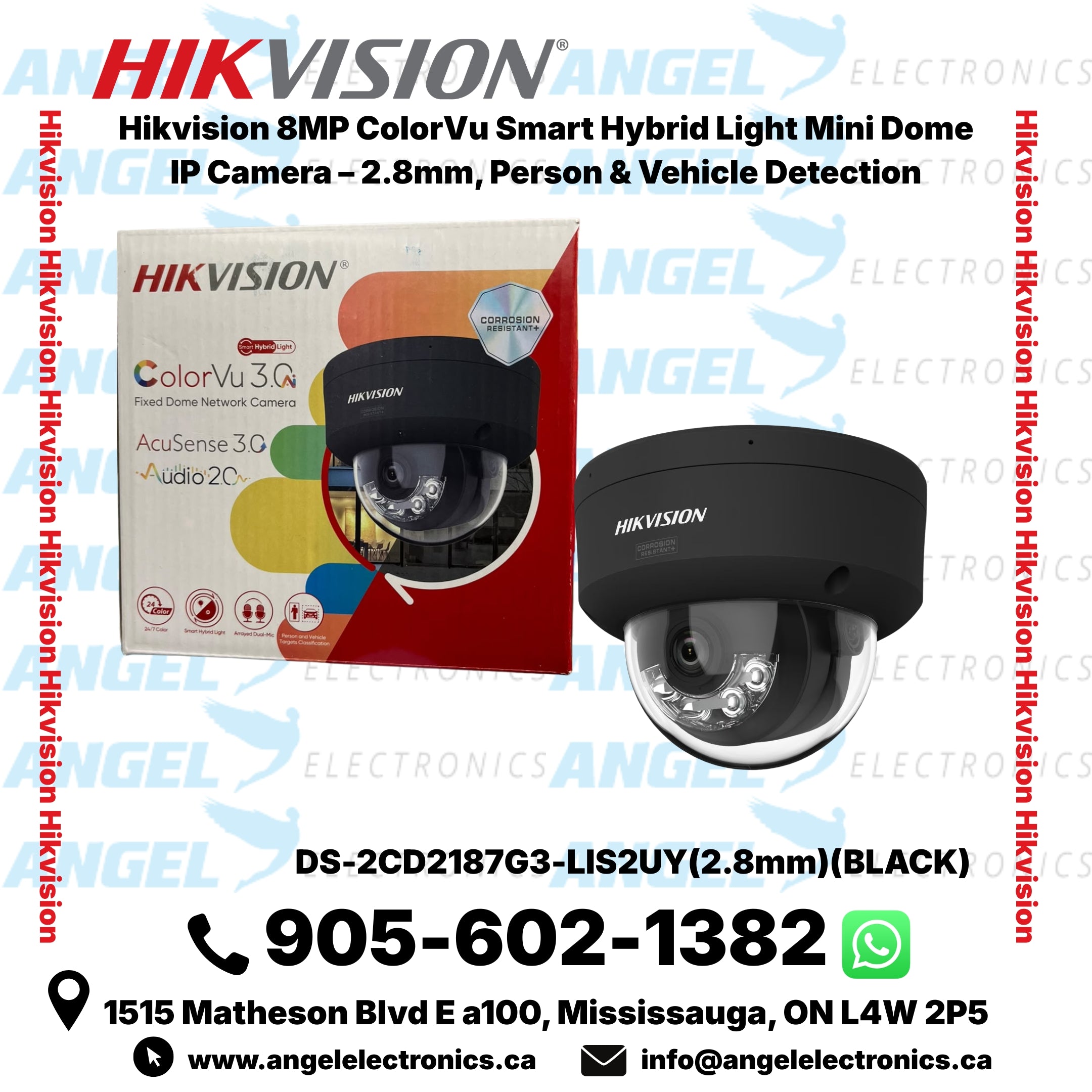 Hikvision 8MP ColorVu Smart Hybrid Light Mini Dome IP Camera – 2.8mm, Person & Vehicle Detection