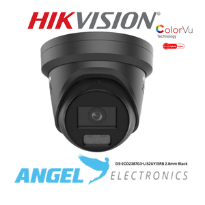 Hikvision 8MP ColorVu Turret IP Camera DS-2CD2387G3-LIS2UY/SL 2.8mm – Smart Hybrid Light, Audio, IP67 – Black & White