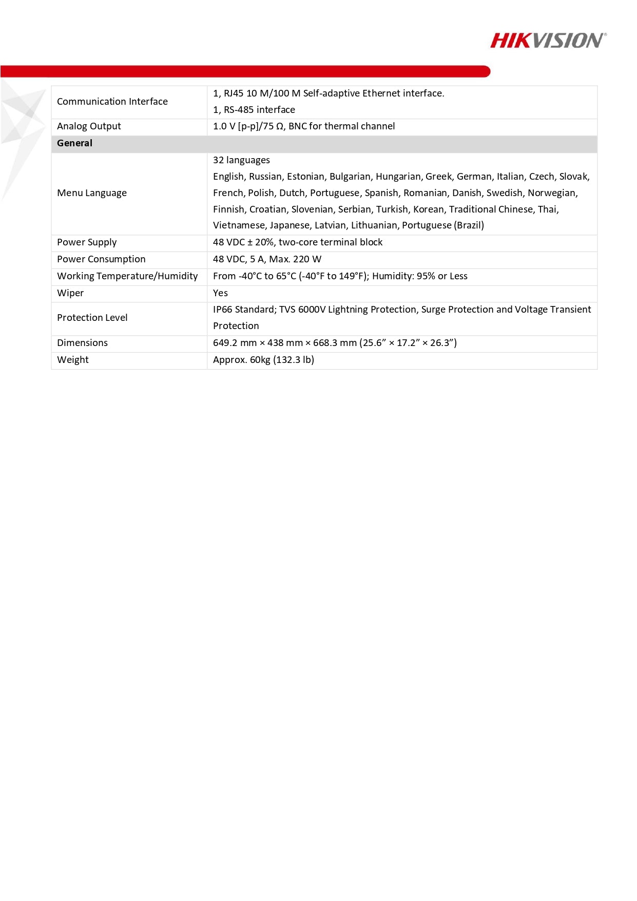 Hikvision DS-2TD8167-150ZE2F/W Dual-Spectrum Thermal & Optical Bi-Spectrum PTZ Network Camera