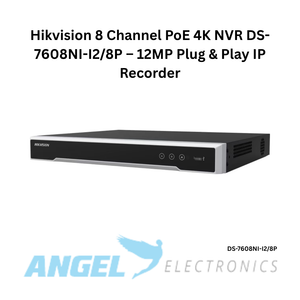 Hikvision 8 Channel PoE 4K NVR DS-7608NI-I2/ 8P– 12MP Plug & Play IP Recorder