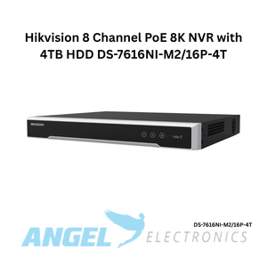 Hikvision 8 Channel PoE 8K NVR with 4TB HDD DS-7616NI-M2/16P-4T