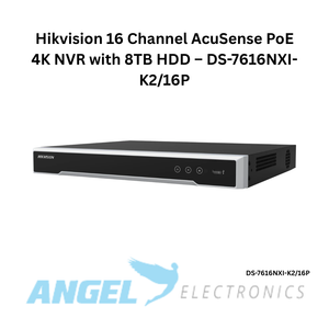 Hikvision 16 Channel AcuSense PoE 4K NVR with 8TB HDD – DS-7616NXI-K2/16P