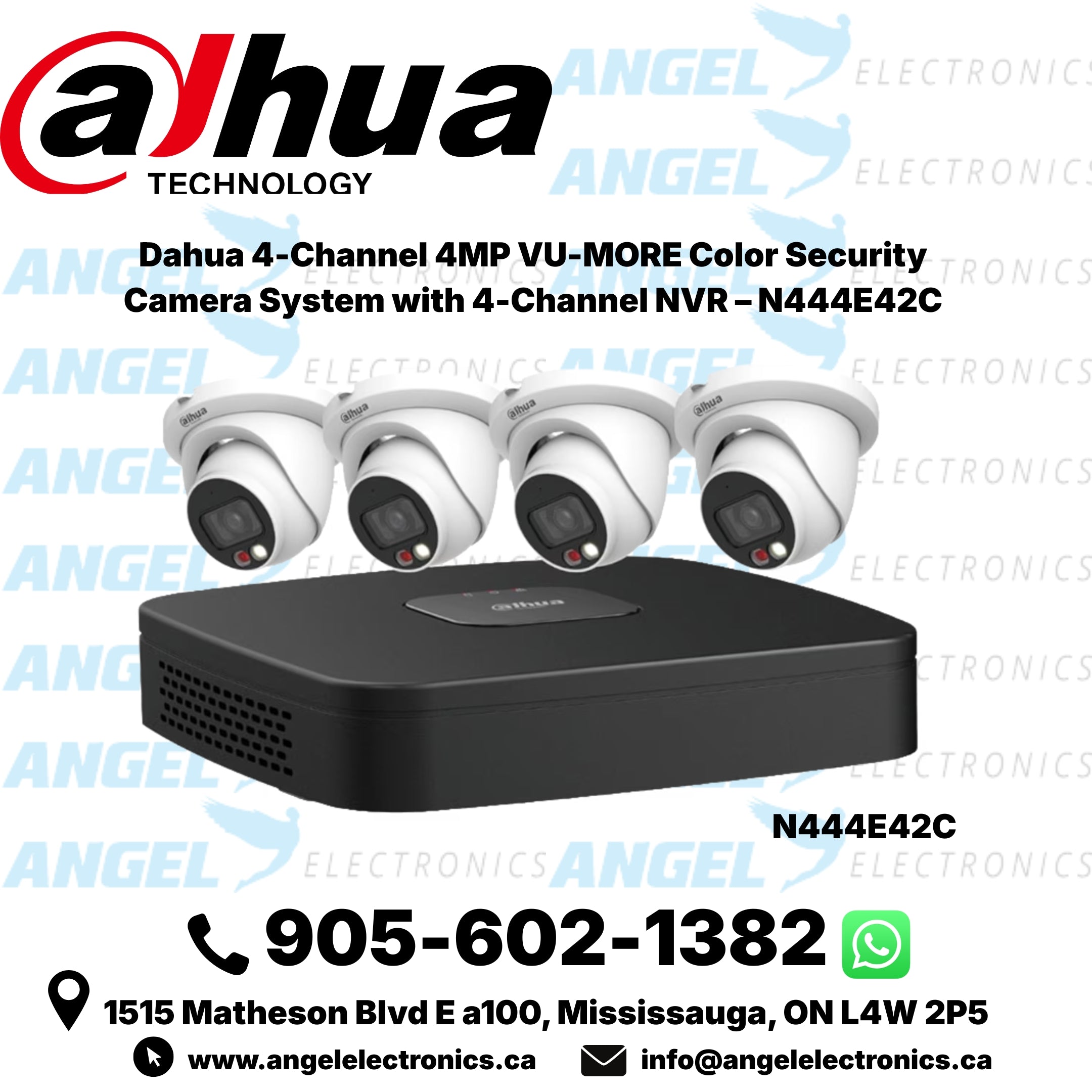Dahua 4-Channel 4MP VU-MORE Color Security Camera System with 4-Channel NVR – N444E42C