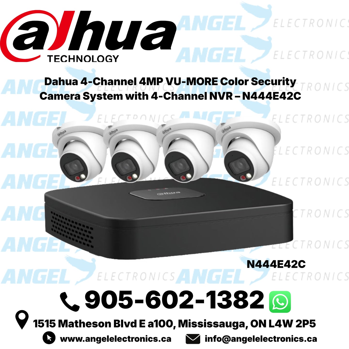 Dahua 4-Channel 4MP VU-MORE Color Security Camera System with 4-Channel NVR – N444E42C